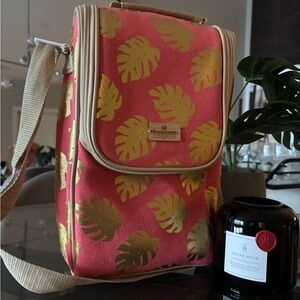 Coral Tote Bag with Gold Leaf Print